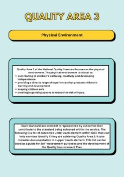 quality area 3 physical environment summary